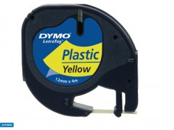 CINTA rotular Dymo Letratag pl?stico 12mm.x 4m. NE