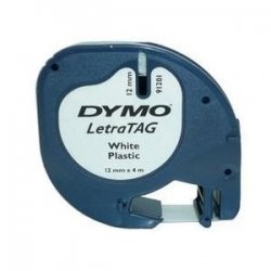 CINTA rotular Dymo Letratag pl?stico 12mm.x 4m. NE