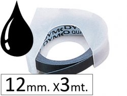 CINTA rotular Dymo tradicional 12 mm.x 3 m. NEGRO