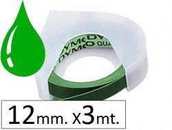 CINTA rotular Dymo tradicional 12 mm.x 3 m. VERDE