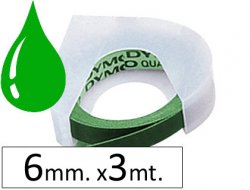 CINTA rotular Dymo tradicional 6 mm.x 3 m. VERDE